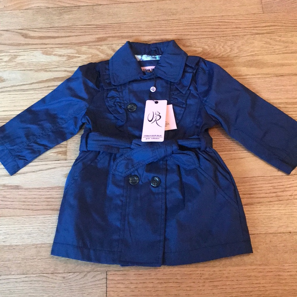 Urban Republic Girls' Trench Coat, Marine Blue 2T